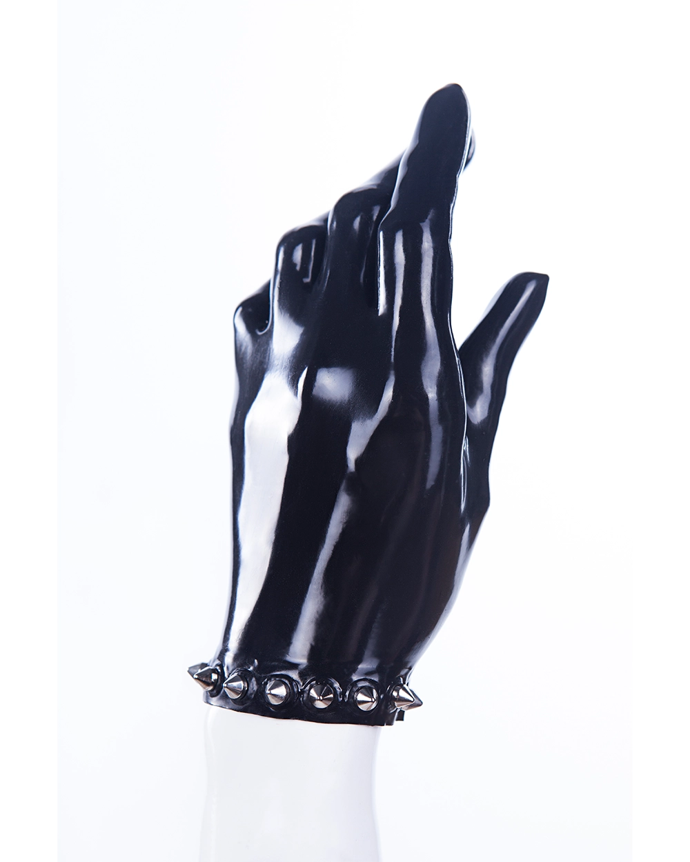 Latex short gloves with spiked trim