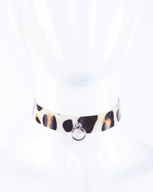 O Ring line choker in leopard print