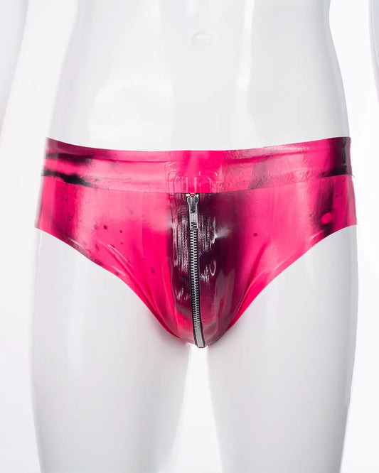 Marble latex slip with front zip