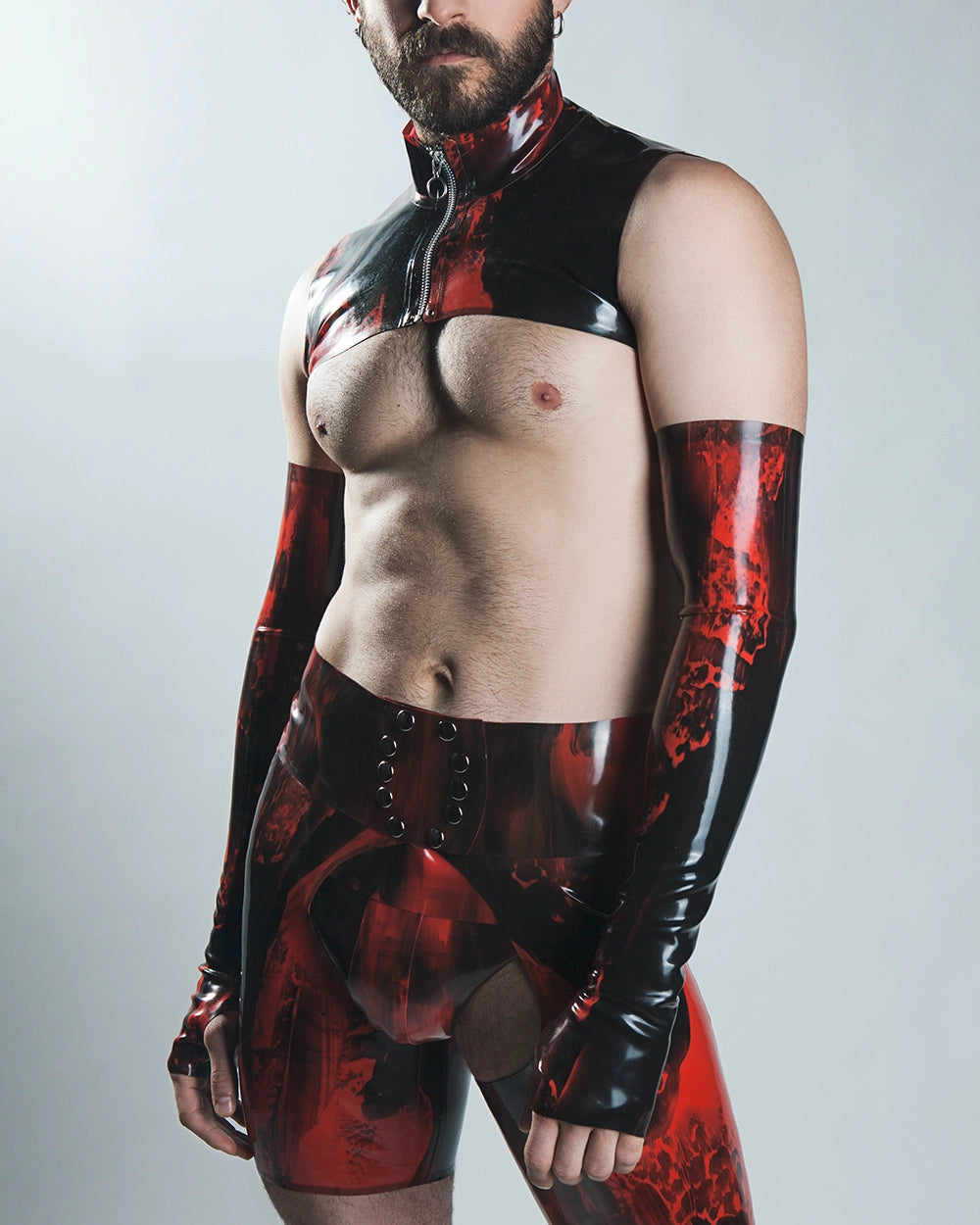 Marble latex opera length gloves