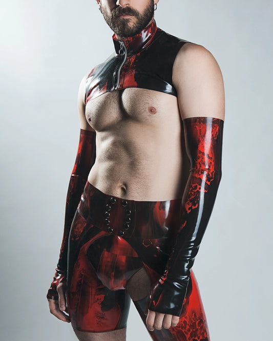 Marble latex opera length gloves