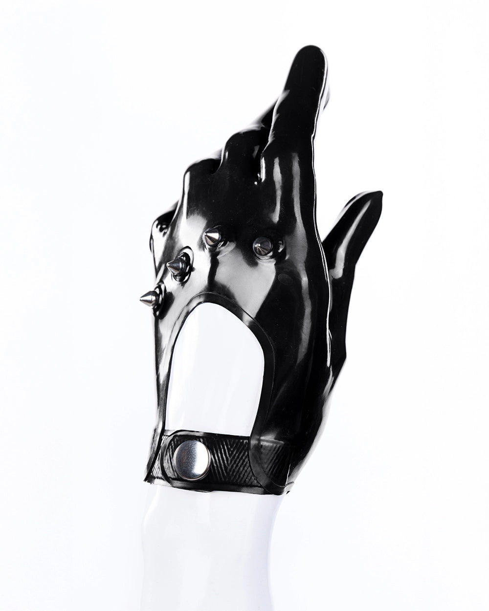 Latex Biker Gloves With Spiked Knuckles