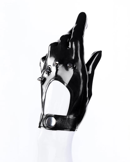 Latex Biker Gloves With Spiked Knuckles