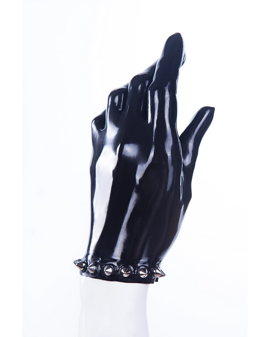 Latex short gloves with spiked trim