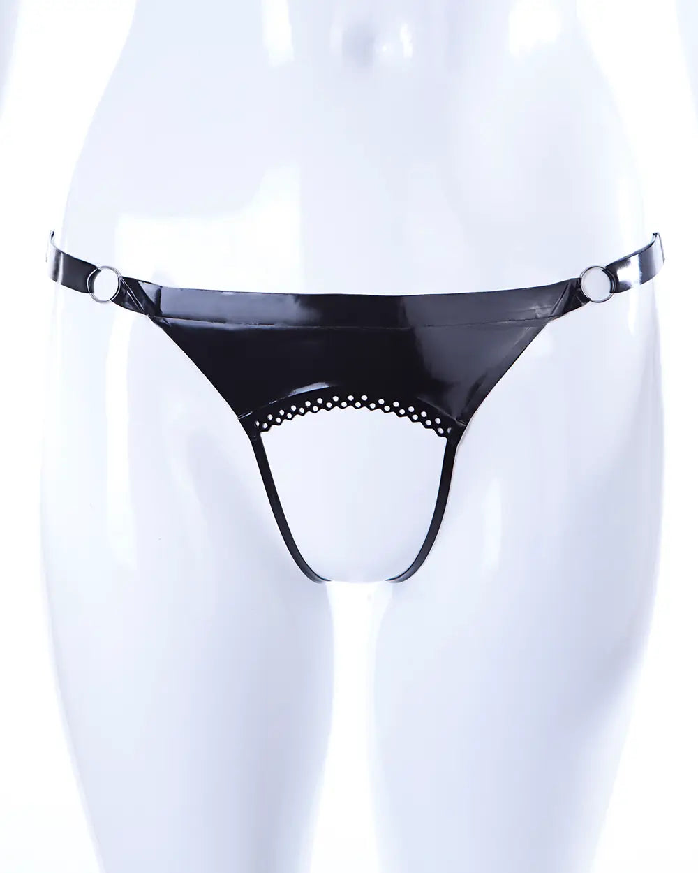 Open thong with brocade trim